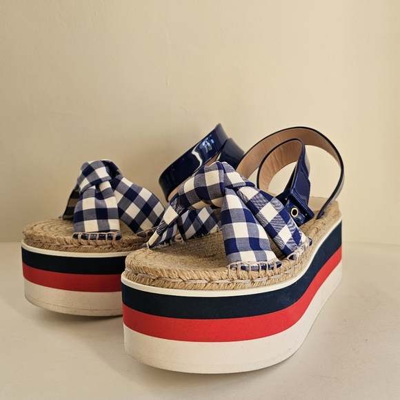 Gucci Patent Leather and Gingham Platform Sandals, 39 - Picture 2 of 10